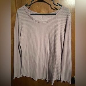 Women's Ribbed Long Sleeve Top - Pink